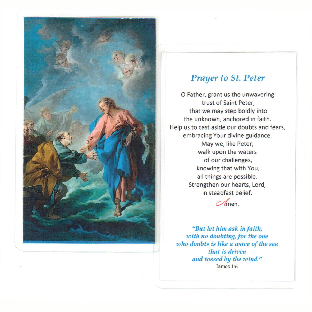 St Peter the Water Walker Blue Pendant & Holy Card Set