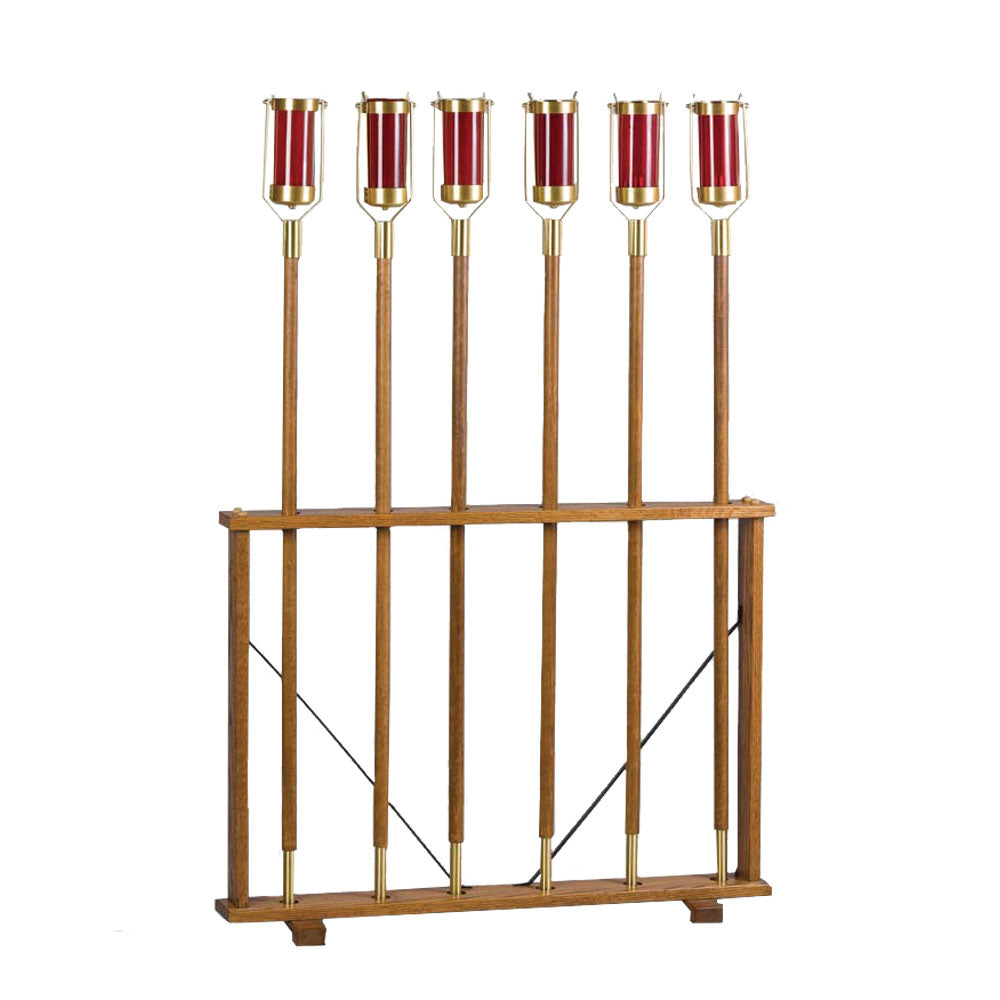 Wood Torch Stand for 6 Torches - 3956