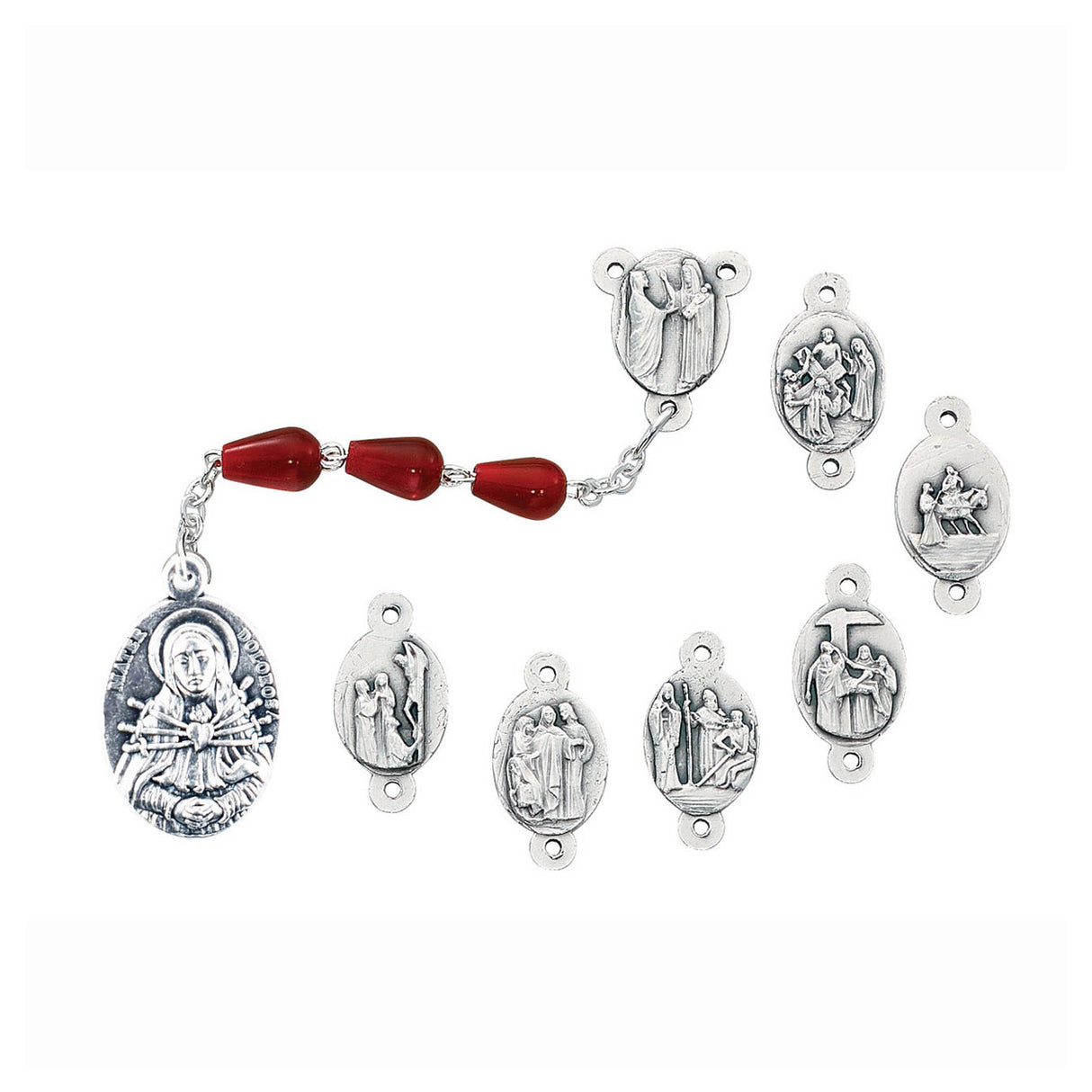 Red Seven Sorrows Red Teardrop Rosary