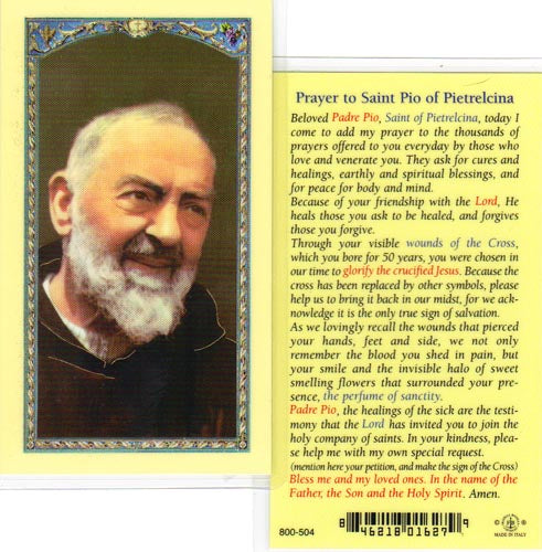 Saint Pio of Pietrelcina Prayer Cards