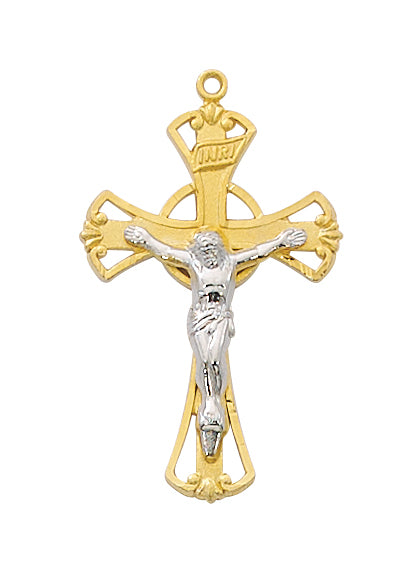 Two Tone Gold over Sterling Crucifix no. JT9186