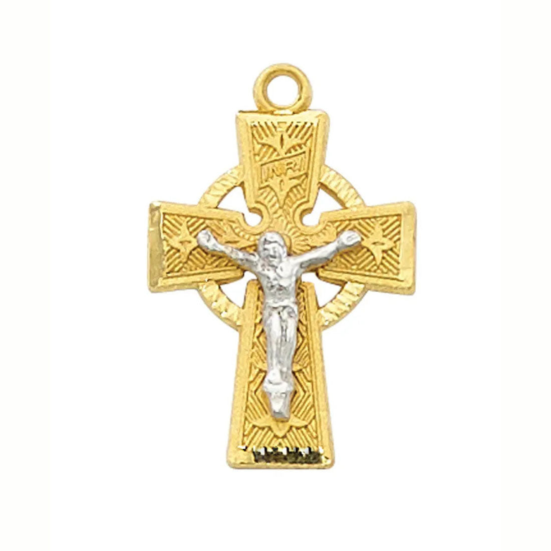2 Tone Celtic Crucifix Pendant JT9185