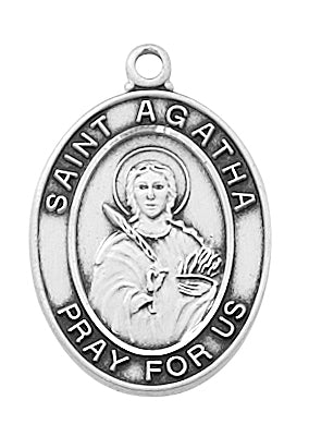 Sterling Silver St Agatha Oval Medal Pendant L683AG