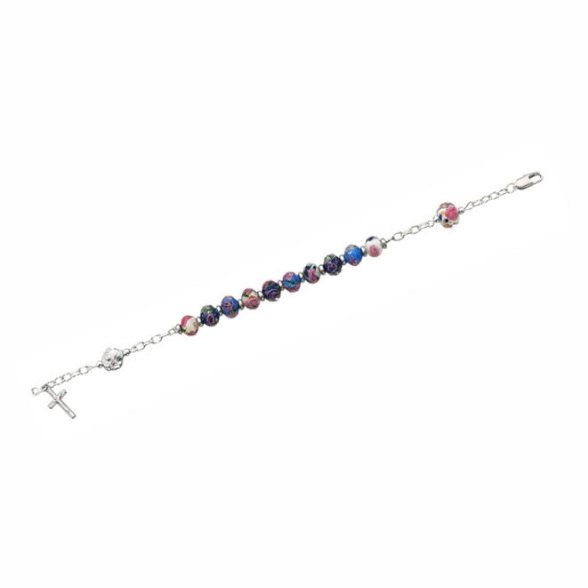 Deluxe Multi Blue Crystal Rosary Bracelet BR651