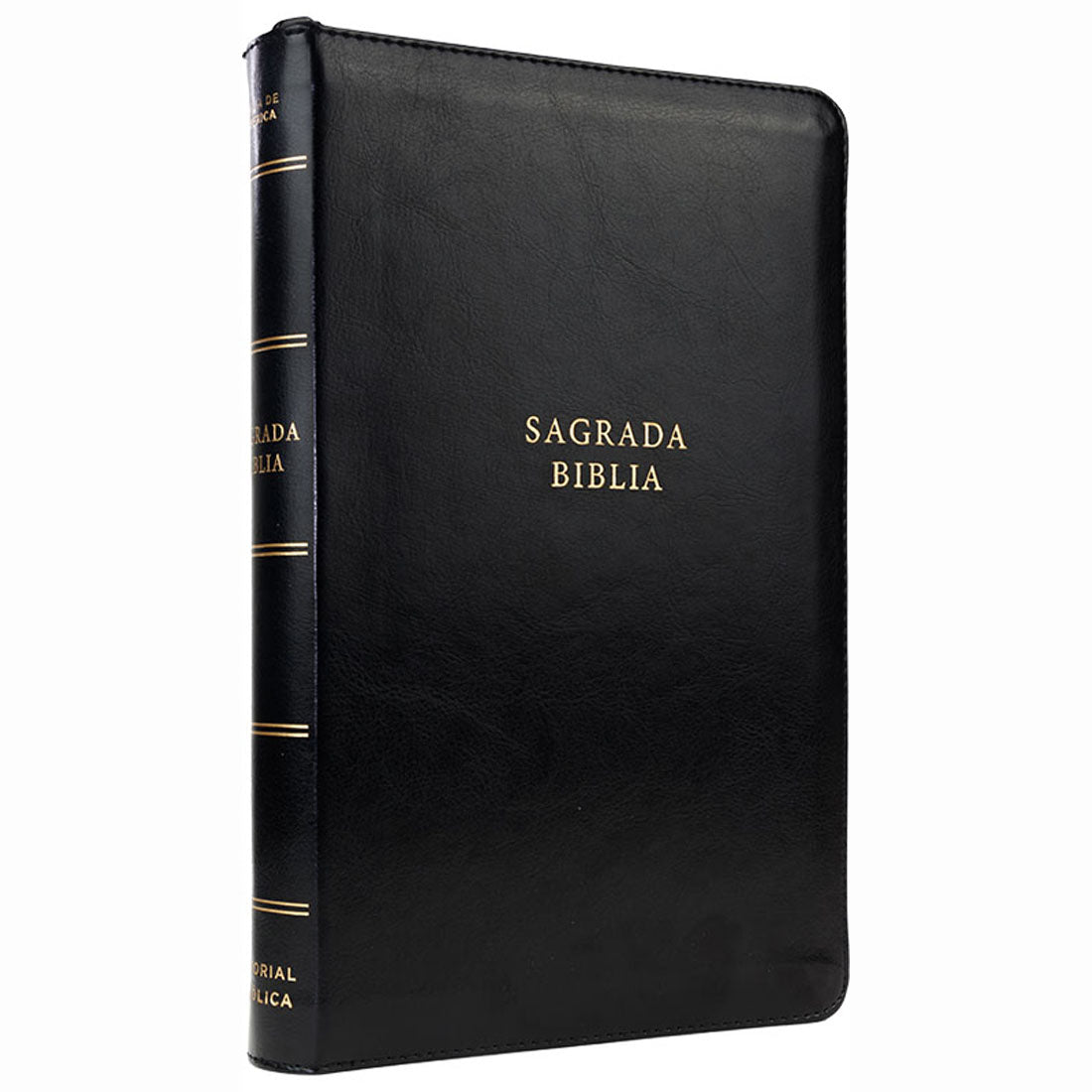 Sagrada Biblia Católica, Tamaño personal, Leathersoft, Negra, con Cierre