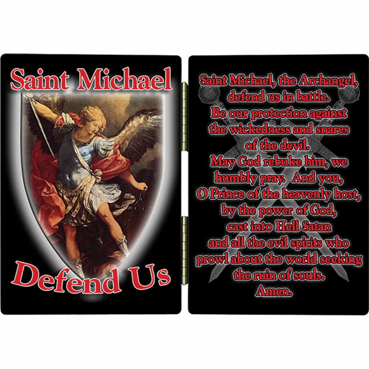 St. Michael Defend Us Diptych Plaque with Prayer