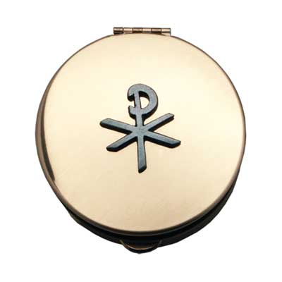 Brass Pyx with Pewter Chi Rho - no. PC131