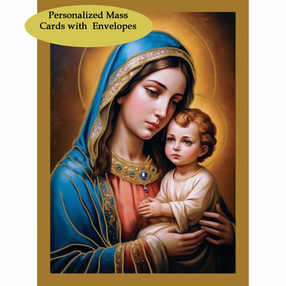 Premier Priest Madonna & Child Custom Christmas Mass Cards 50ct