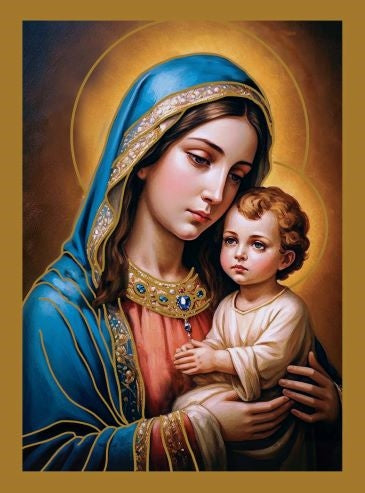 Premier Priest Madonna & Child Christmas Mass Cards - 25ct per box