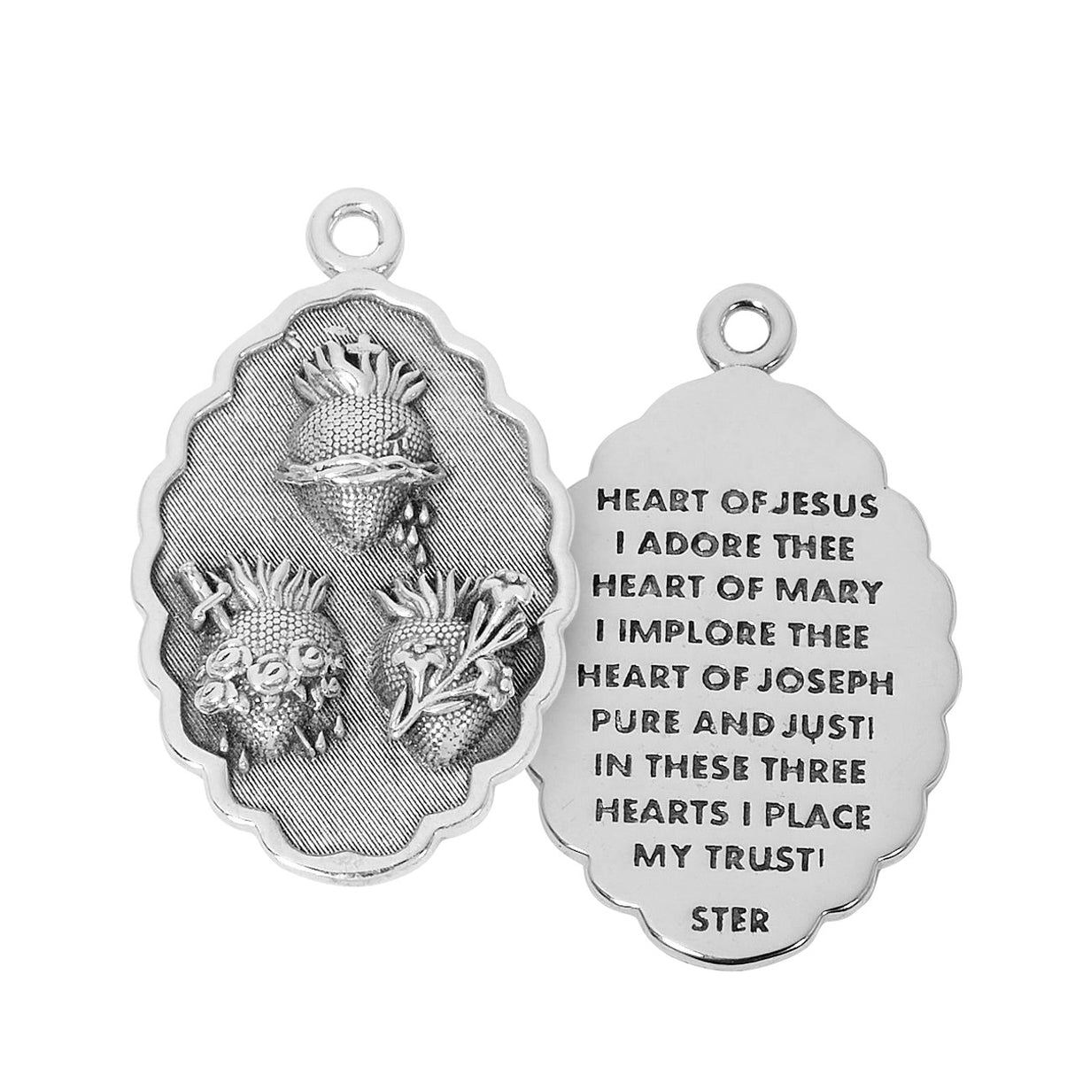 Oval Sterling Silver 3 Hearts Pendant L664