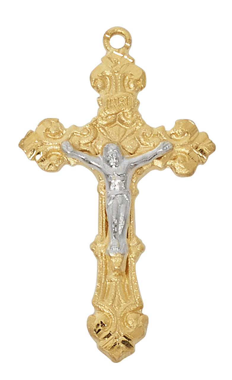 Gold Over Sterling 2 Tone Crucifix Pendant JT5020