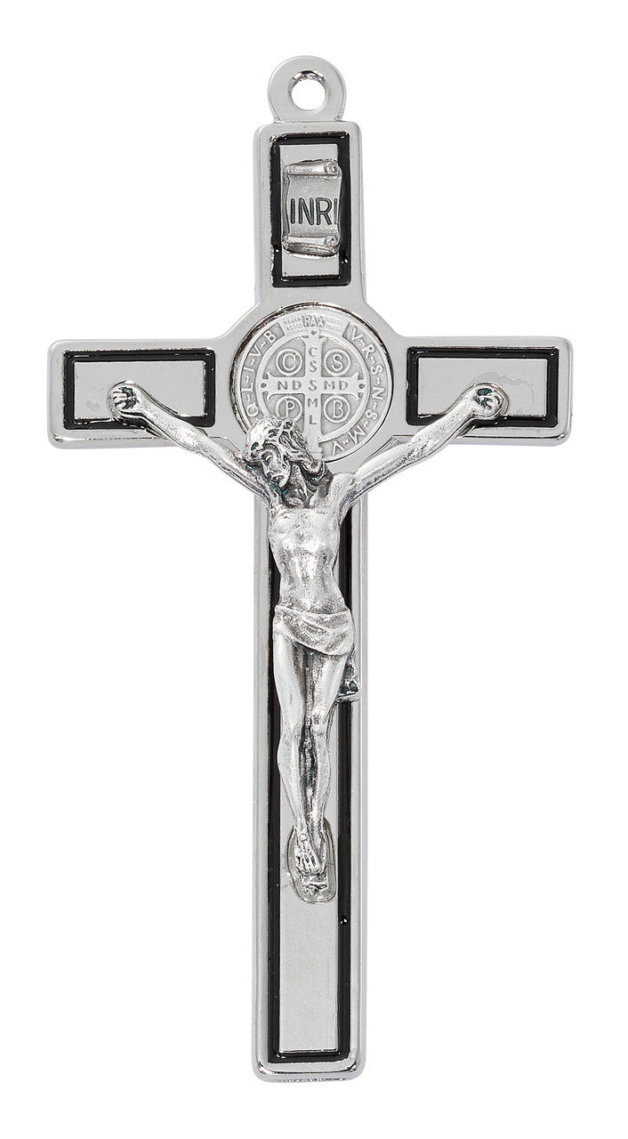 4.5 in Silver Ox with Black Enamel St. Benedict Crucifix 119-20