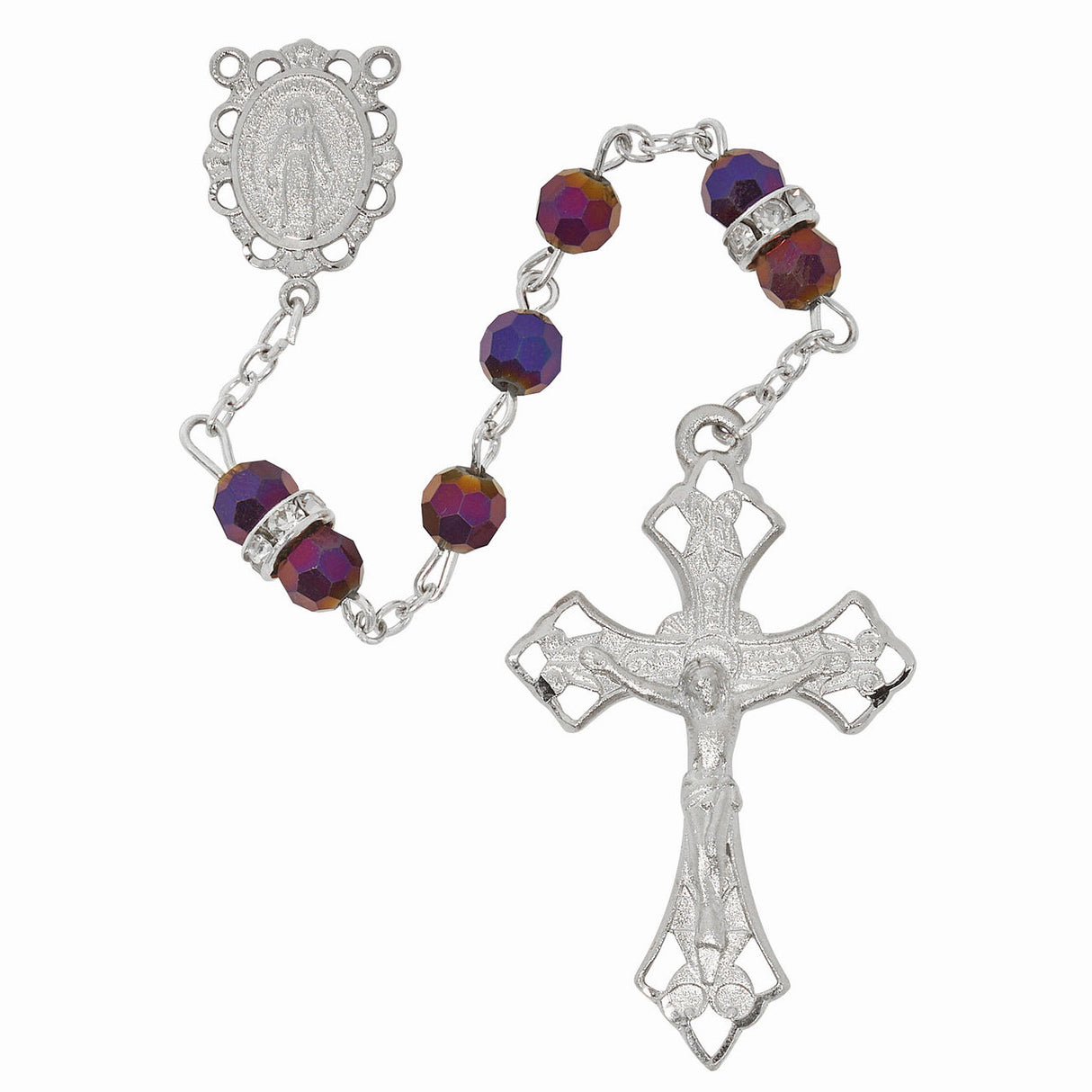 6mm Metallic Purple Crystal Rosary R975F