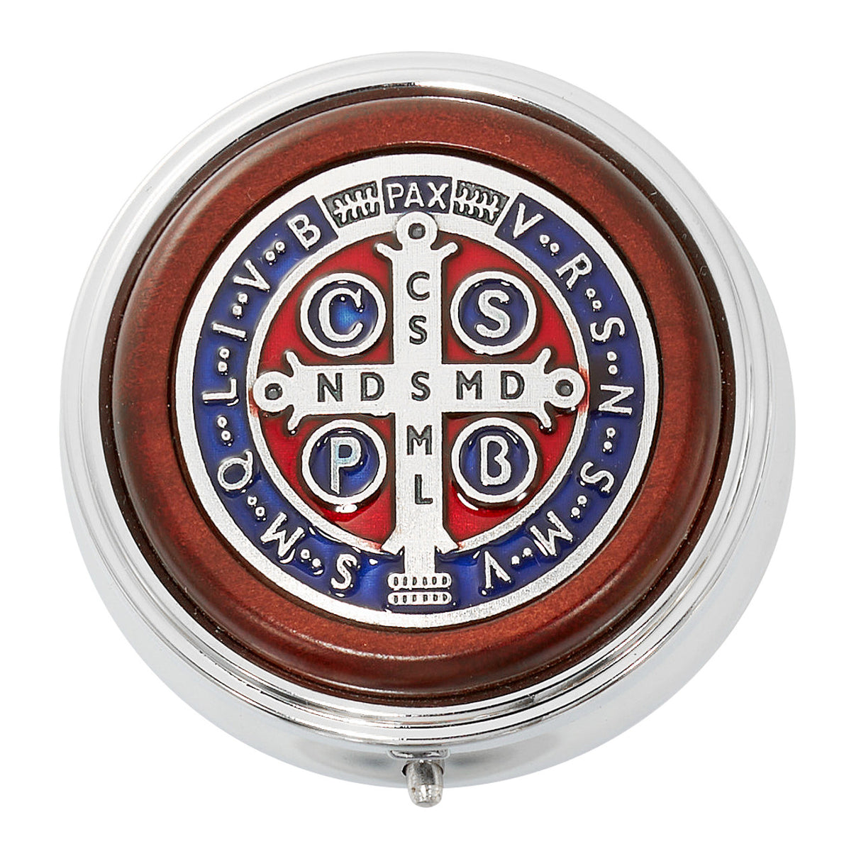 2" Wood & Enamel St. Benedict Pill or Rosary Box