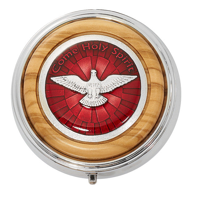 2" Wood & Enamel Dove of Holy Spirit Pill or Rosary Box 119-27