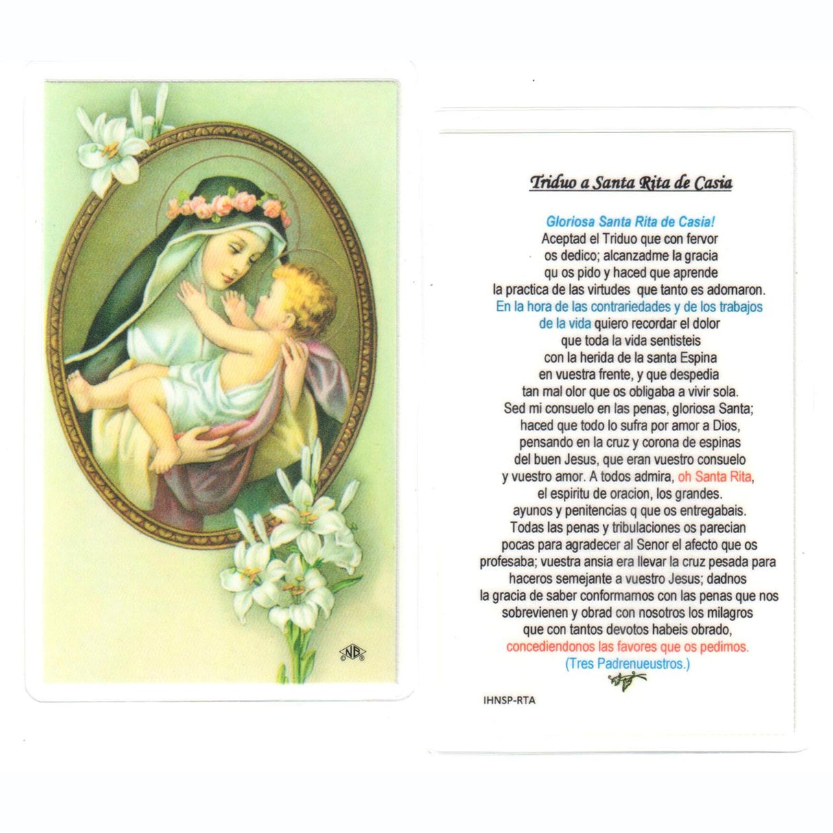 Tarjeta Santa Rita Laminated