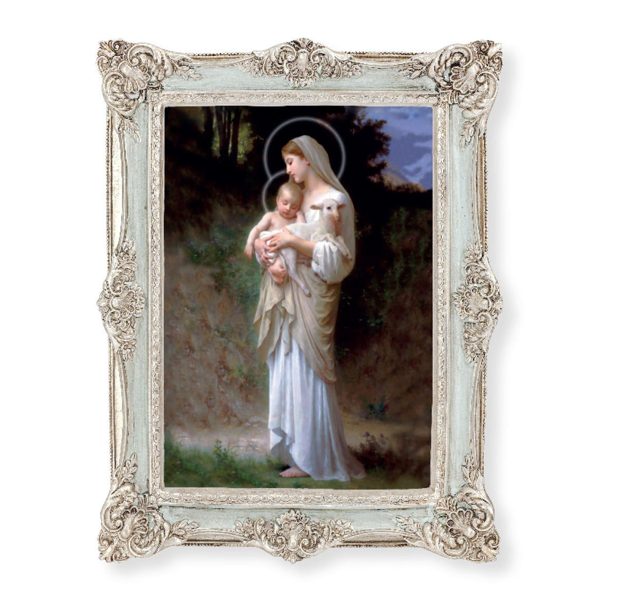 6x8 L'Innocence Madonna Silver-Leaf & Soft Blue Frame 750-298