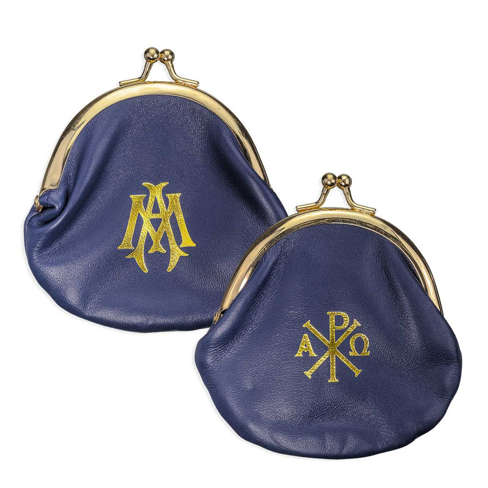 Blue Sheepskin Rosary Case with Brass Clasp 1687BL