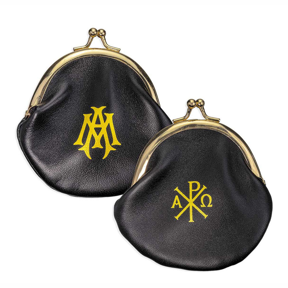 Black Sheepskin Rosary Case with Brass Clasp 1687BK