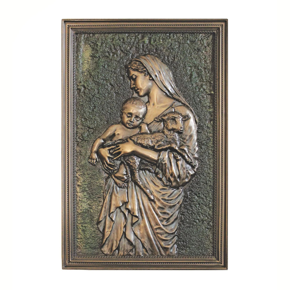 Bronze L'Innocence Madonna & Child Plaque 6x7.5 inches