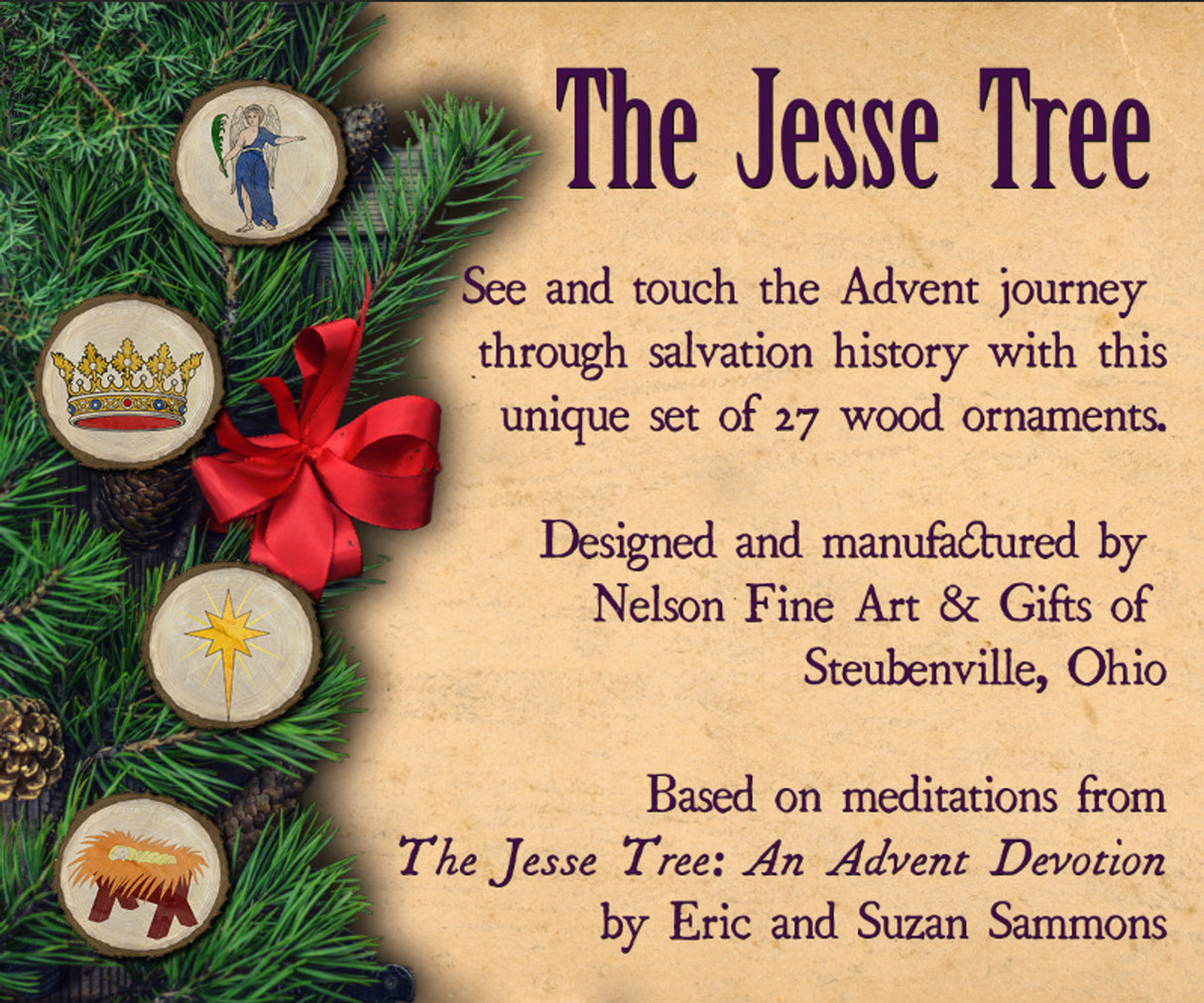 27ct Jesse Tree Wood Ornaments Set