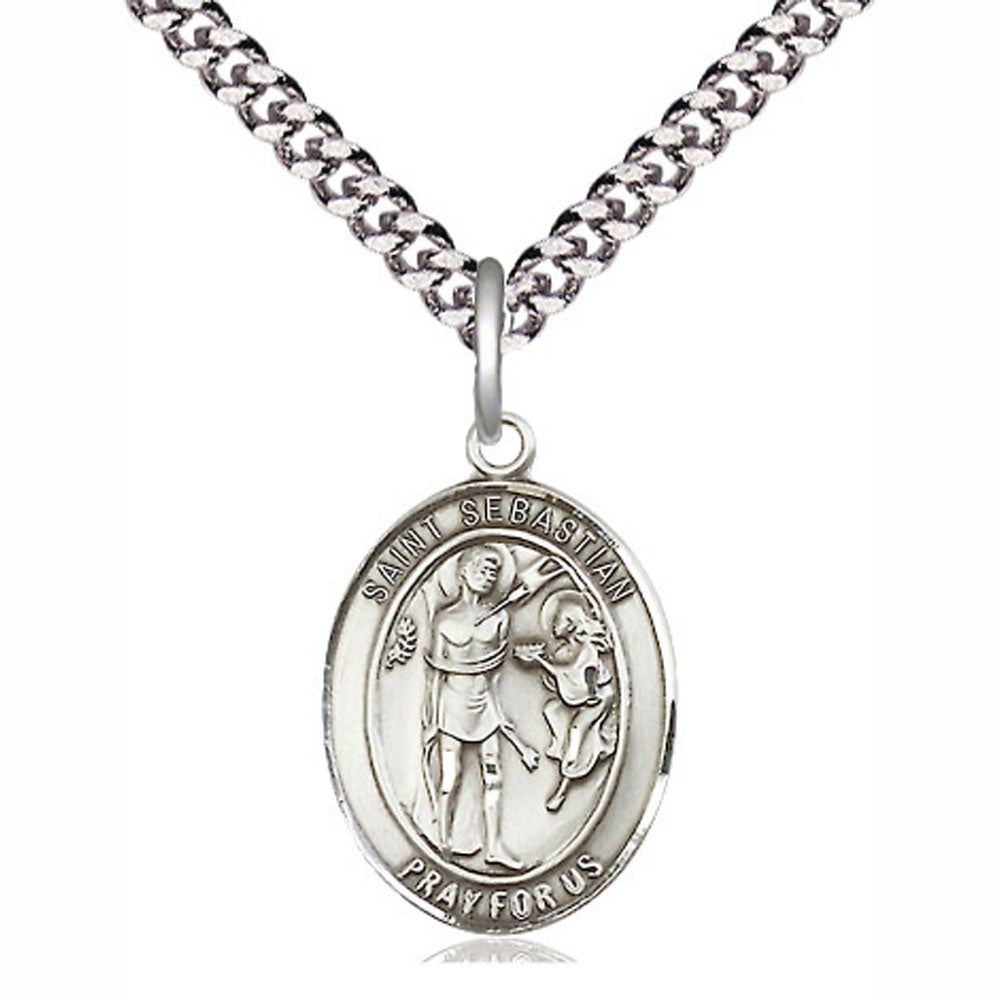 St. Sebastian Sterling Silver Medal 20" chain 8100SS/20S