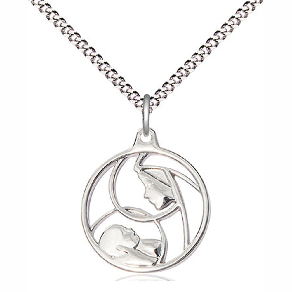 Sterling Contemporary Open-Cut Madonna & Child Necklace