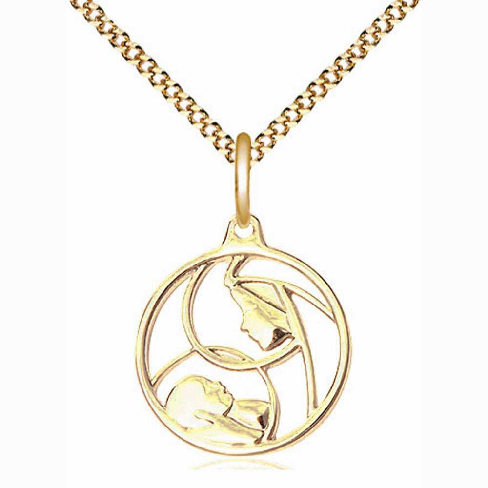 14kt Gold Filled Contemporary Open-Cut Madonna & Child Necklace
