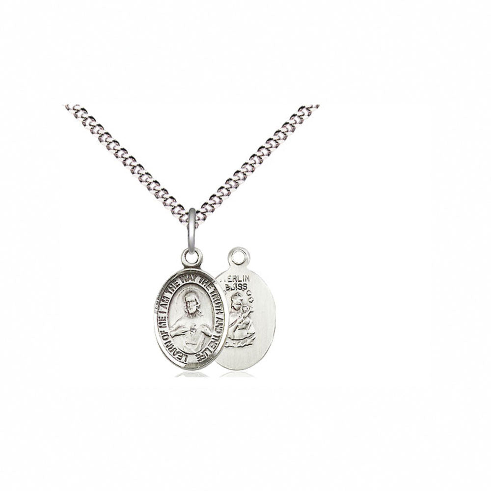 Small Sterling Silver Scapular Medal 18 inch chain 9098SS/18S