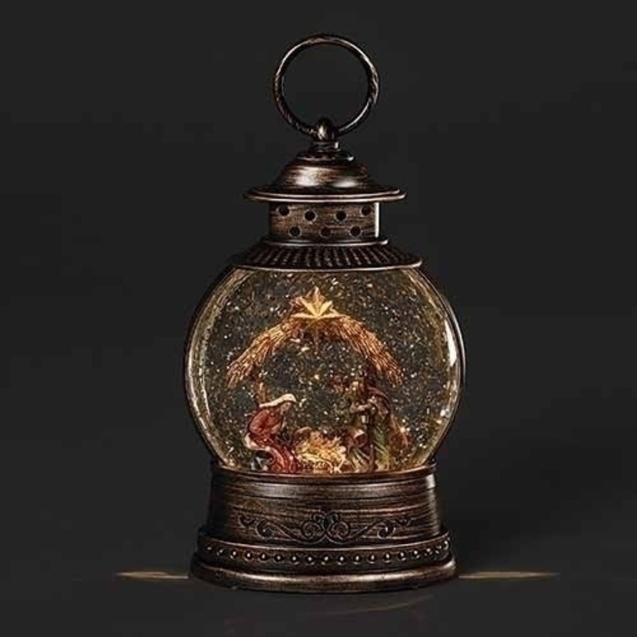 10" LED Lighted Holy Family Nativity Christmas Snow Globe Lantern