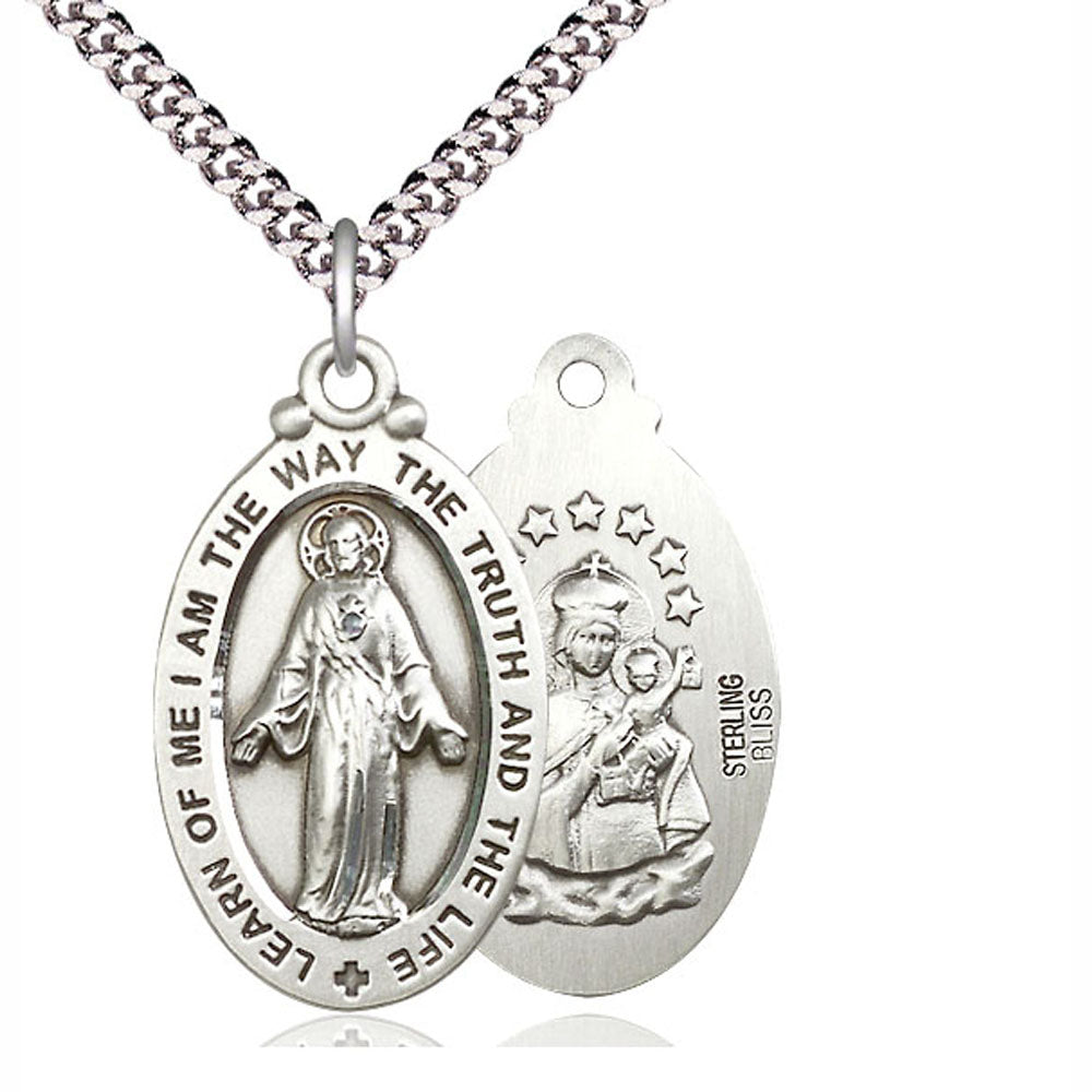 1-1/4" Large Scapular Medal in Sterling 24" Chain 4145/24S