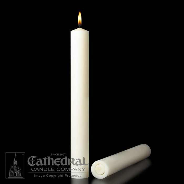 1-1/2 x 12 inch 51% Beeswax Altar Candles APE - 12ct carton