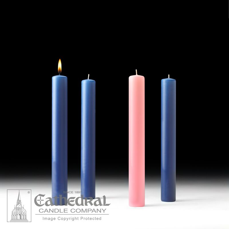 1-1/2 x 12 inch Advent Candle Set in Sarum Blue & Pink 82132804
