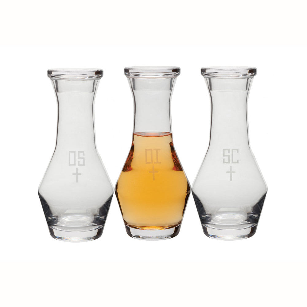 40 oz. Imported Glass Chrismatory Set - 10-3/4 inches tall