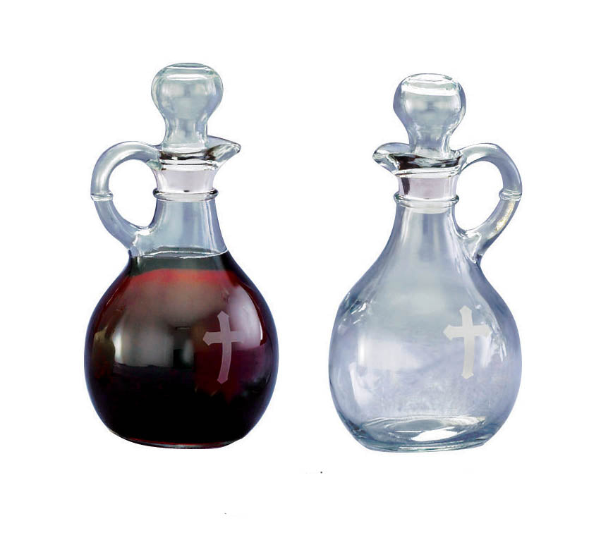 10oz Mass Cruet Set with Etched Cross