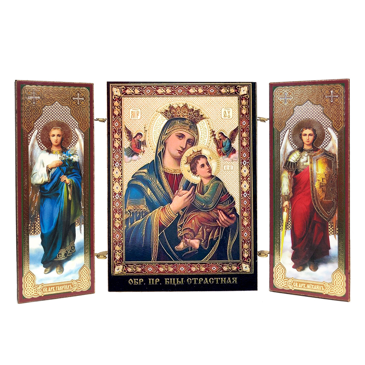 Small Triptych Our Lady Perpetual Help with Angels Icons U99