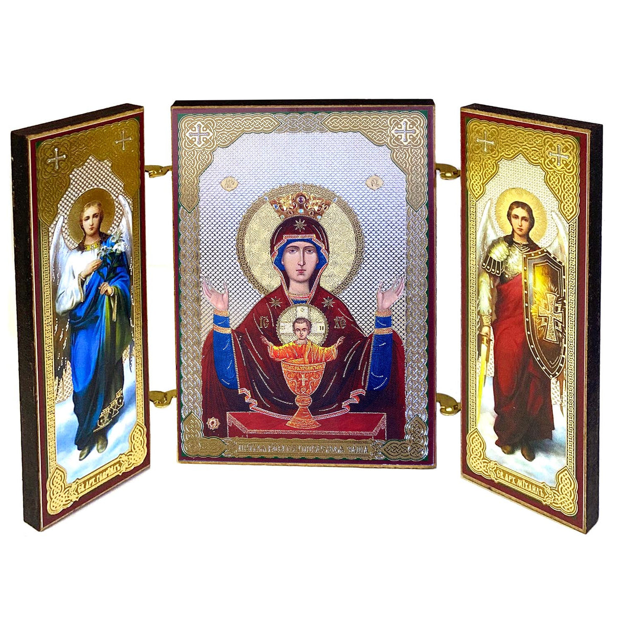 Small Triptych Inexhaustible Cup with Angels Icons U442