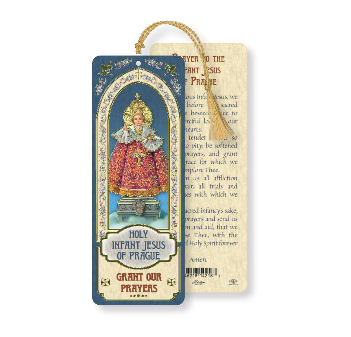 Laminated Infant of Prague Bookmark with Tassel B8-107