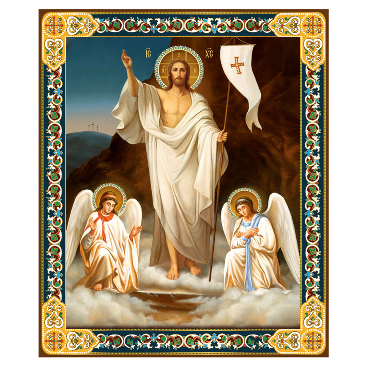 7.5 inch Resurrection of Christ Gold Foil Icon