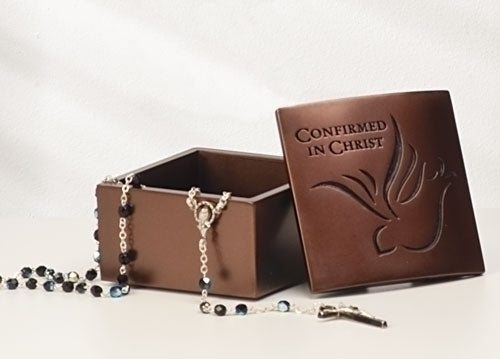 Bronze Finish Reflections of Love Confirmation Rosary Box