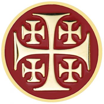Jerusalem Cross Red Enameled Lapel Pin
