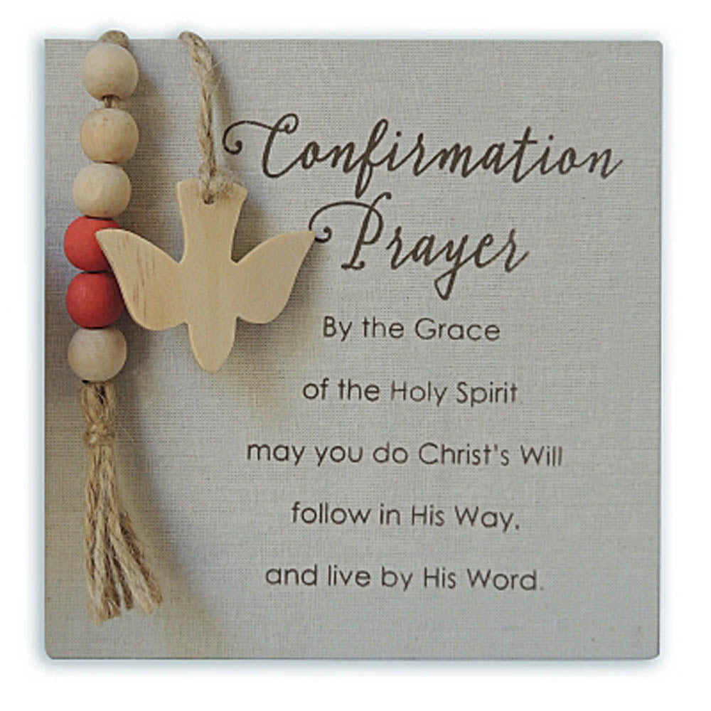 Confirmation Prayer Square Plaque with Beads