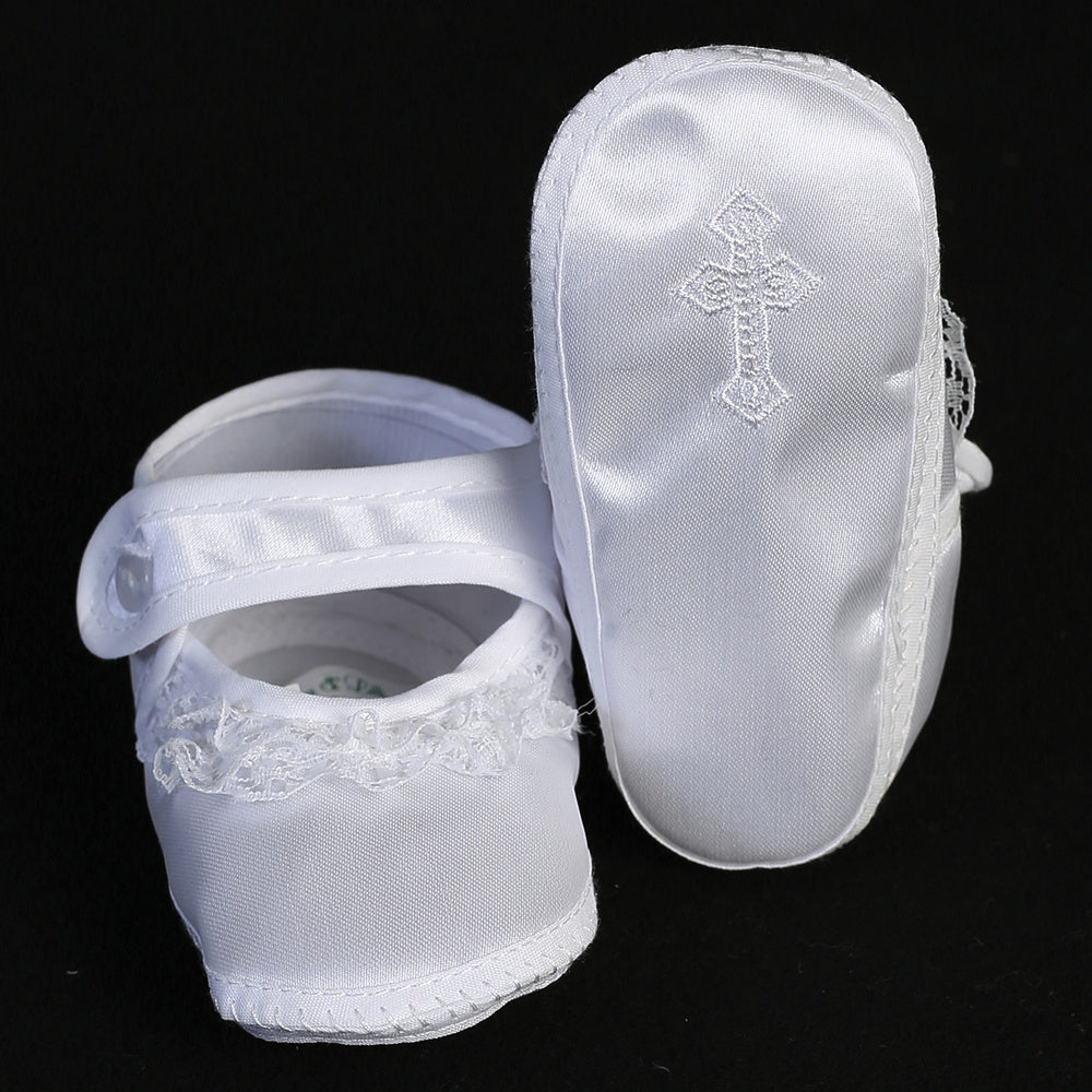 White Satin Girl's Baby Shoes GT215