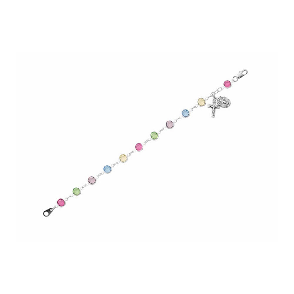 Multi-Color Crystal Disc Rosary Bracelet BR225D