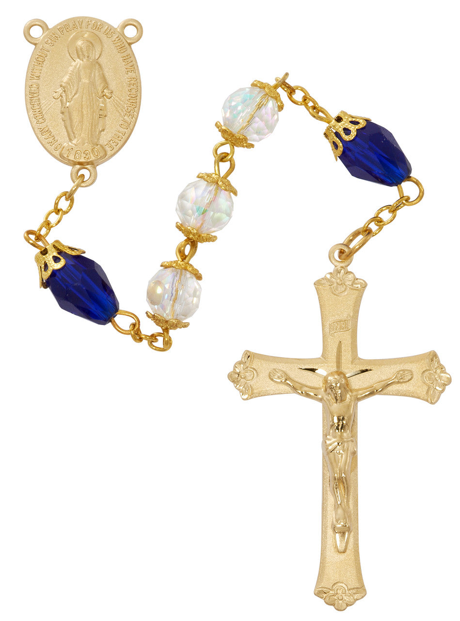 8mm GP Crystal & Blue Rosary