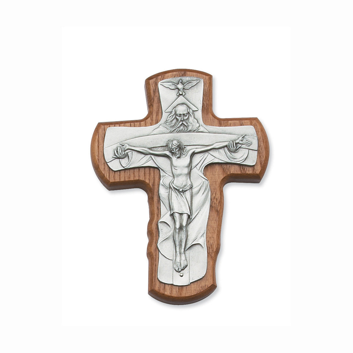 Trinity Wall Crucifix in Walnut Stain - 5-1/2 inches long