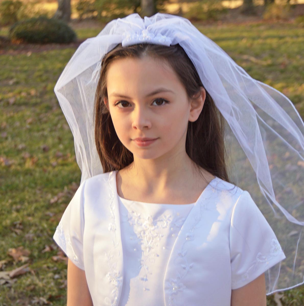Bella Rose Veil with Crystal Cross