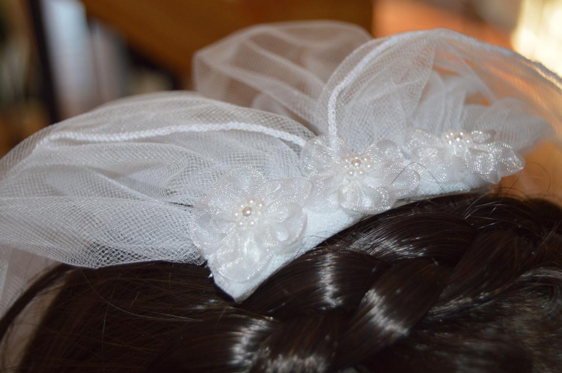 Bella Rose Veil with Crystal Cross