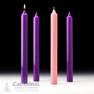 1-1/2 x 16 inch Purple & Rose Advent Candle Set in Stearine 82136004