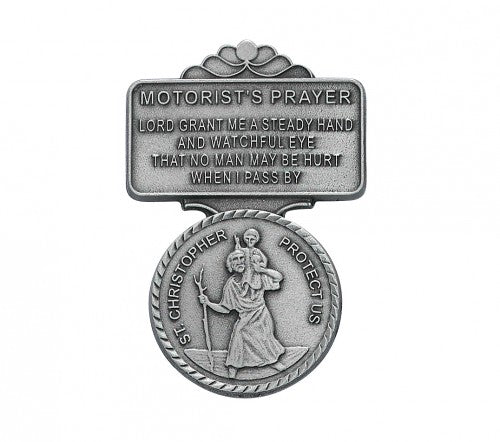 St. Christopher Visor Clip with Motorist Prayer